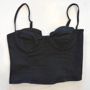 ASTR the Label Black Cotton Cropped Bustier Corset Top Size XS